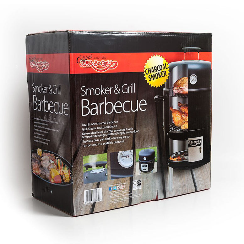 Dual‑Level Charcoal Smoker & Grill BBQ – Smoke, Grill, Steam & Roast