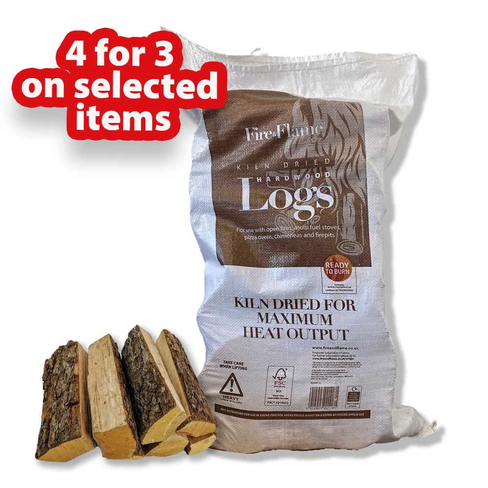 Fire & Flame Kiln-Dried Alder Hardwood Logs | 60l Boot Bag