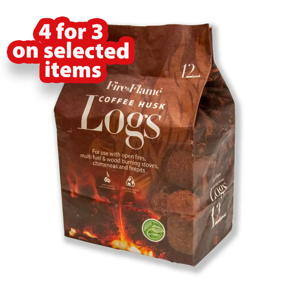 Fire & Flame Coffee Husk Logs | 12 pack bag