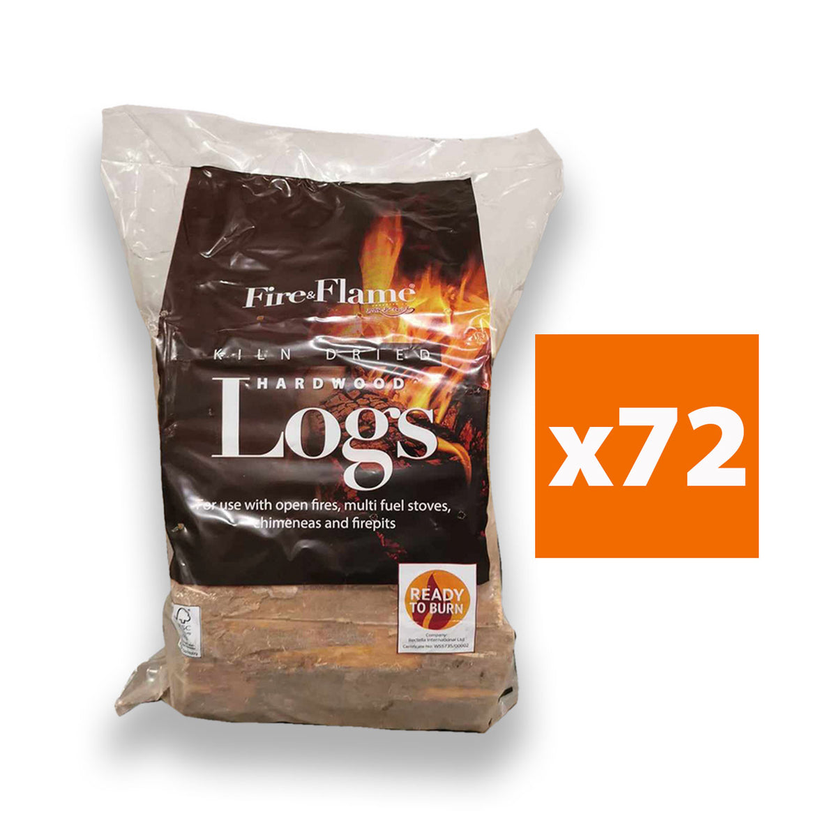 Fire & Flame Kiln-Dried Hardwood Logs | Full Pallet, 72 Bags
