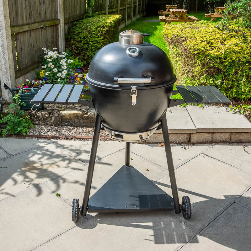 21" Steel Kamado Charcoal Grill – Double‑Walled Outdoor BBQ Oven