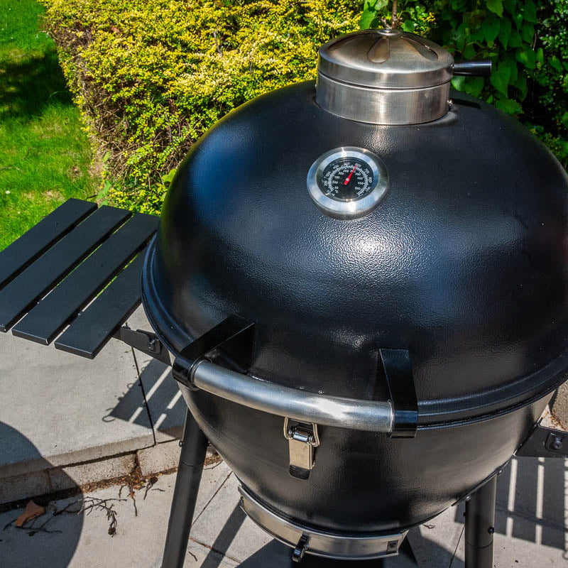 21" Steel Kamado Charcoal Grill – Double‑Walled Outdoor BBQ Oven