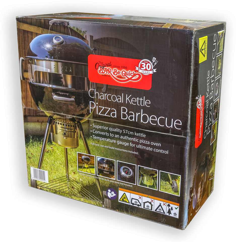 57cm Heavy‑Gauge Charcoal Kettle BBQ Grill with 36cm Pizza Stone