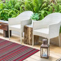 Outdoor Woven Vinyl Rug – Weatherproof, Hard‑Wearing Striped Garden & Patio Mat (120cm x 170cm)