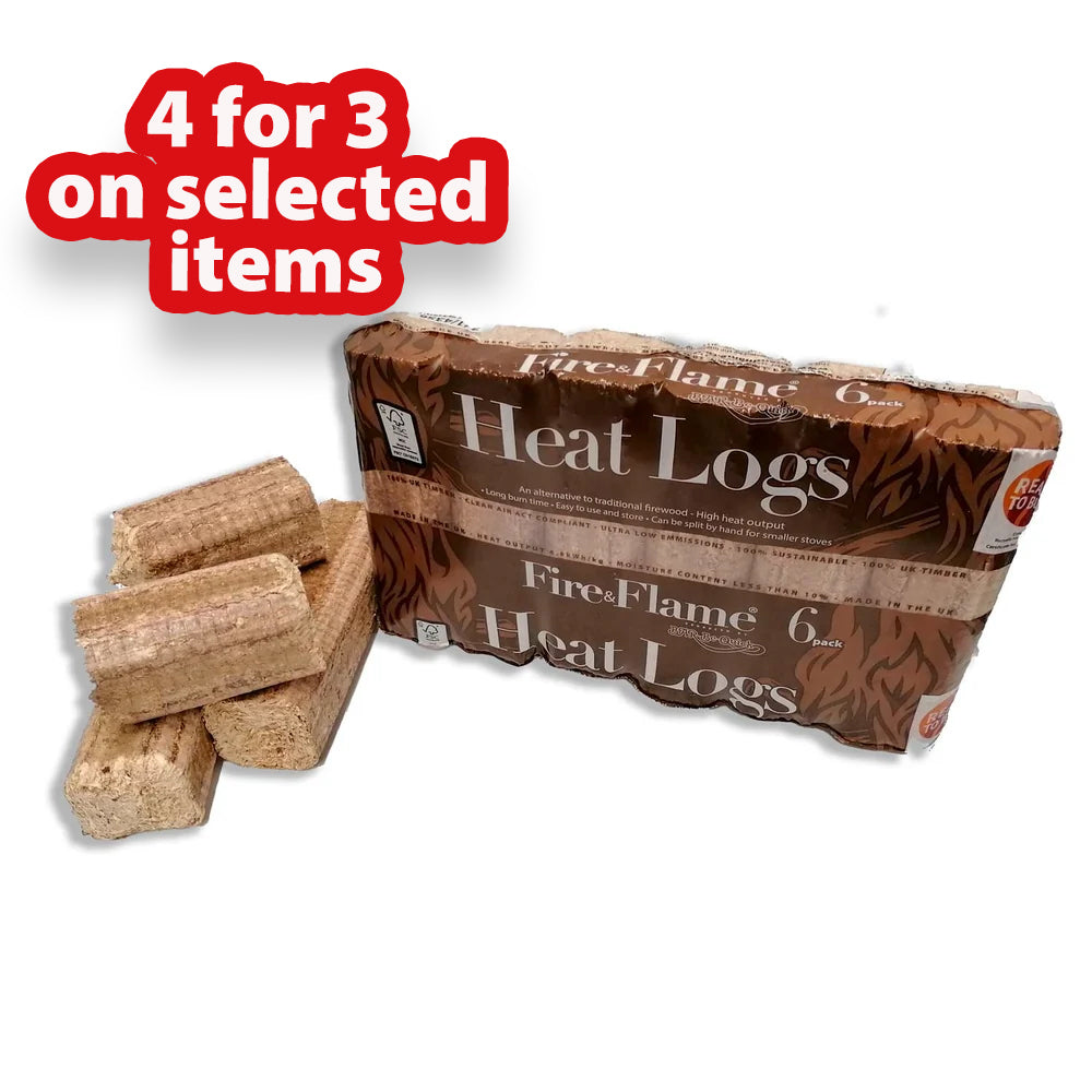 Fire & Flame Premium Long-Burn Heat Logs | 6 Pack