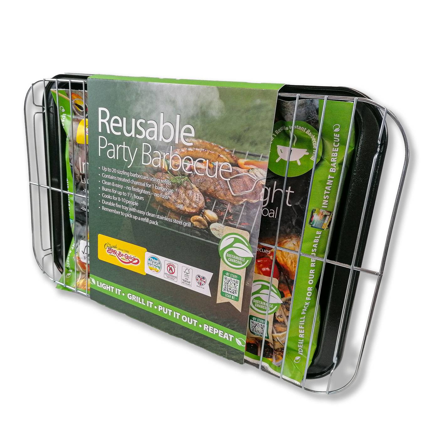 Reusable party barbecue &amp; 4 refill bags