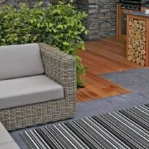 Outdoor Woven Vinyl Rug – Weatherproof, Hard‑Wearing Striped Garden & Patio Mat (120cm x 170cm)