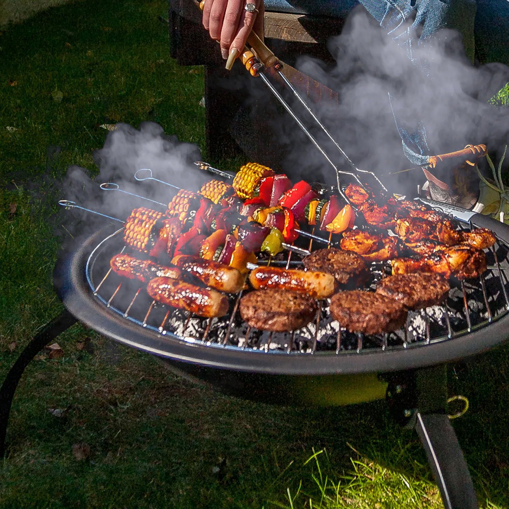 Dual Barbecue & Fire Pit for Outdoor Cooking & Heating