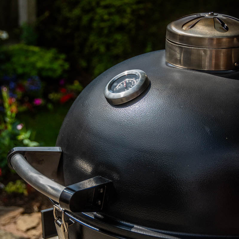 21" Steel Kamado Charcoal Grill – Double‑Walled Outdoor BBQ Oven