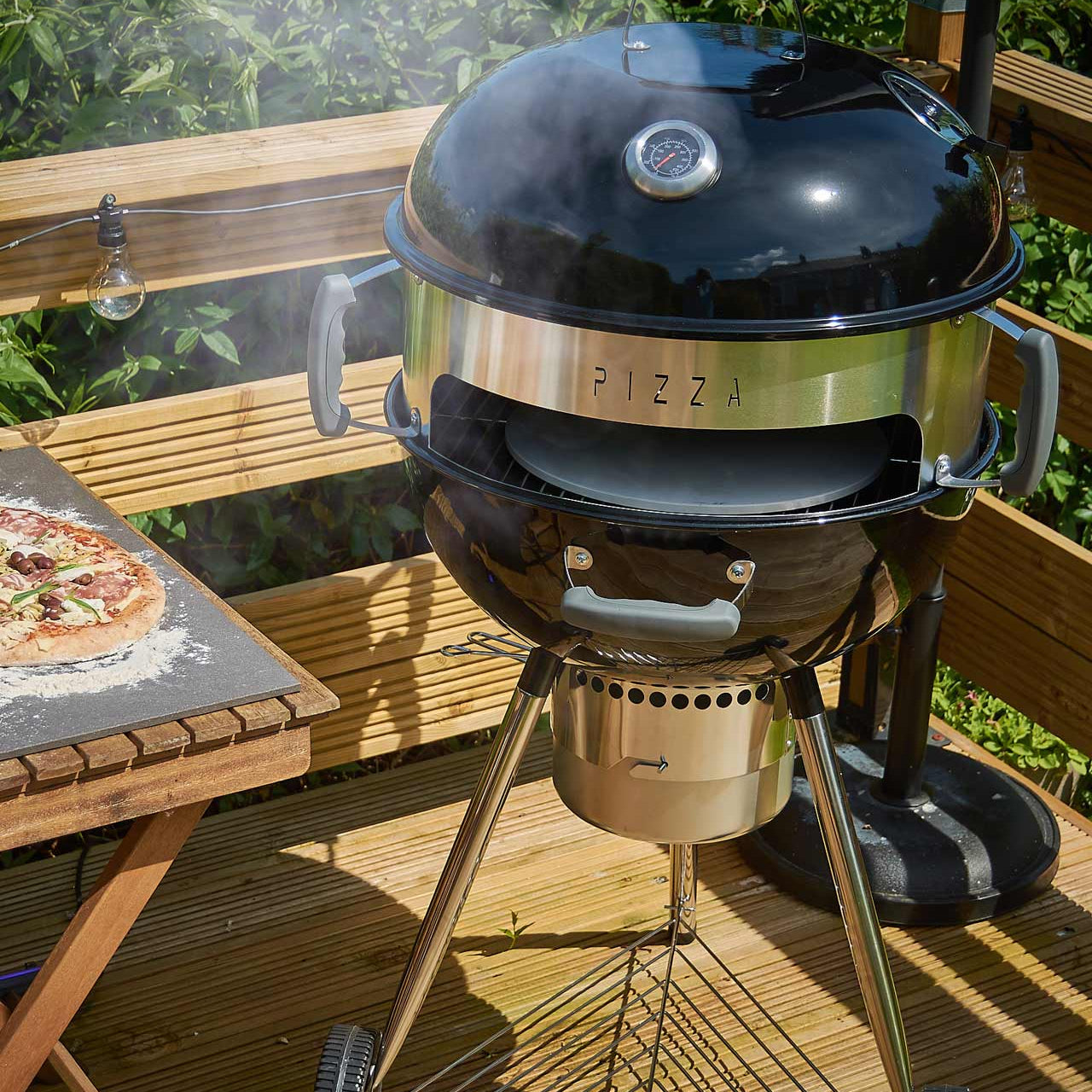 Barbequick 57cm Heavy‑Gauge Charcoal Kettle BBQ Grill with 36cm Pizza Stone