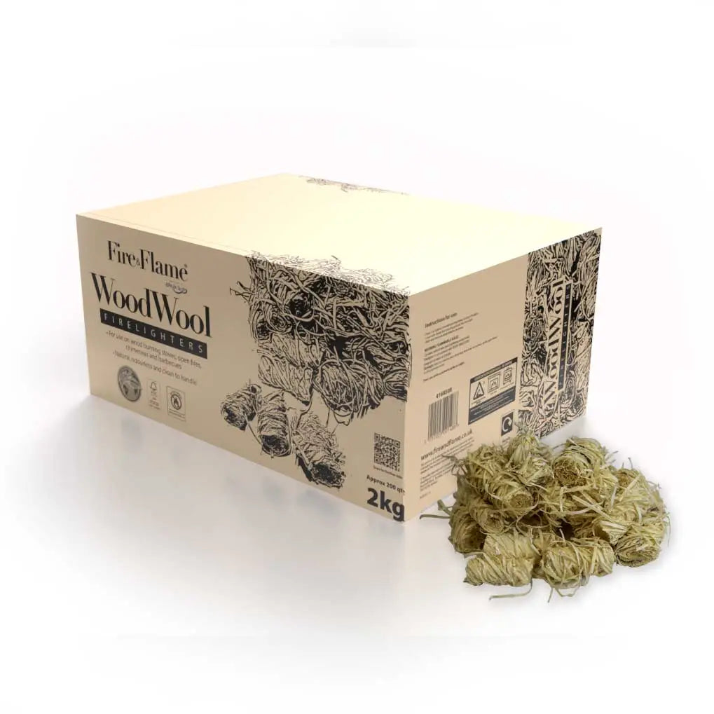 Natural Wood Wool Firelighters – 200 Pack - Long‑Burn, Odourless & Eco‑Friendly Firelighters